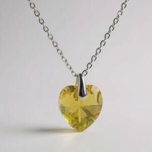 Crystal Heart Necklace Silver Tone. Boutique piece made w/ Swarovski Crystal